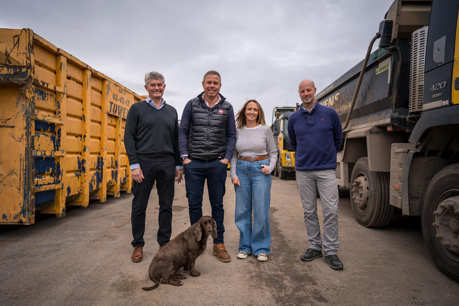 John, Nick with George his hungry spaniel, Kate and Graham